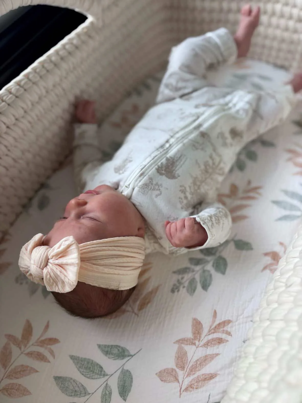 Baby Pink Smaller Bow Cable Knit Headband - Image 5