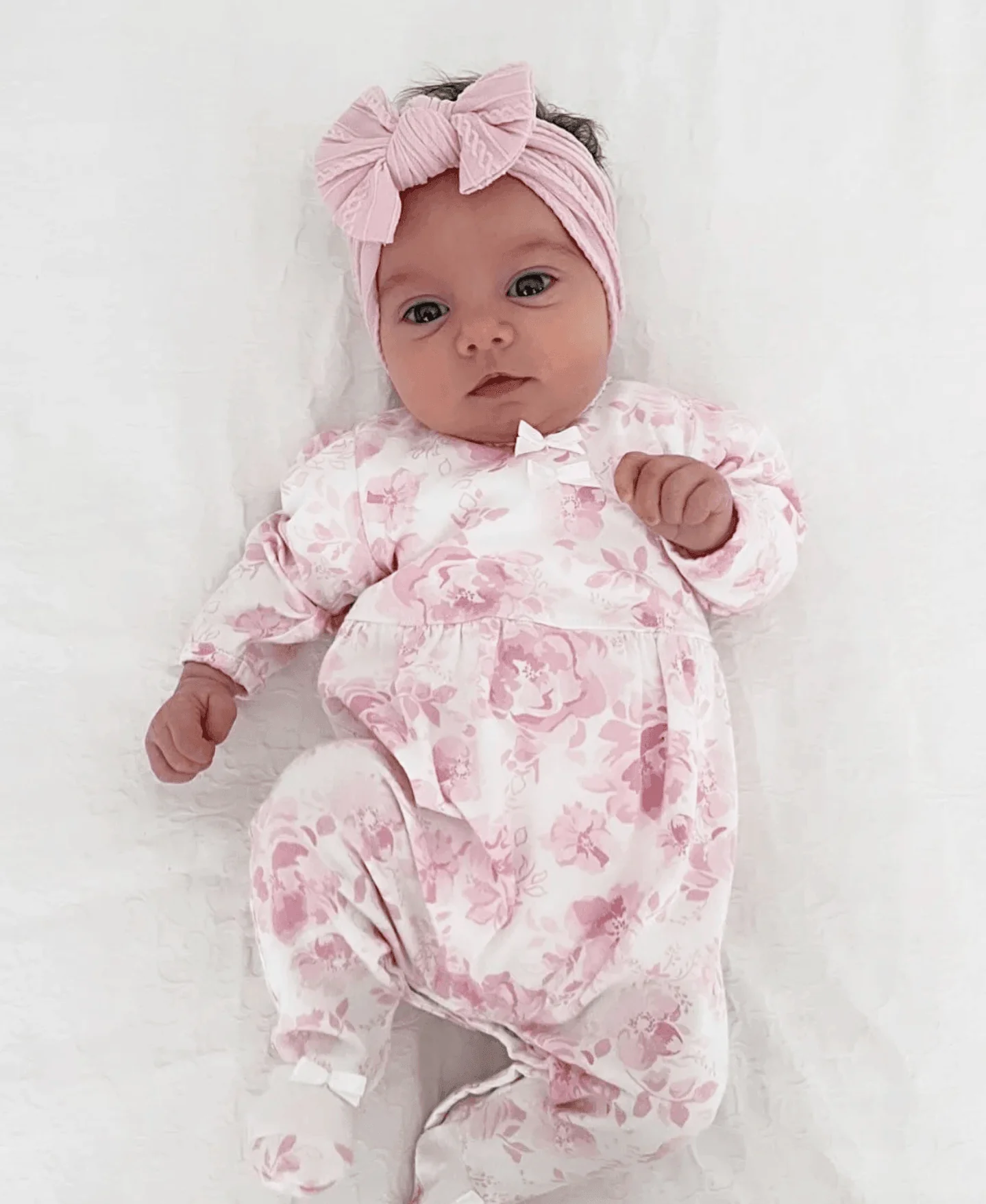Blush Pink Smaller Bow Cable Knit Headband - Image 3