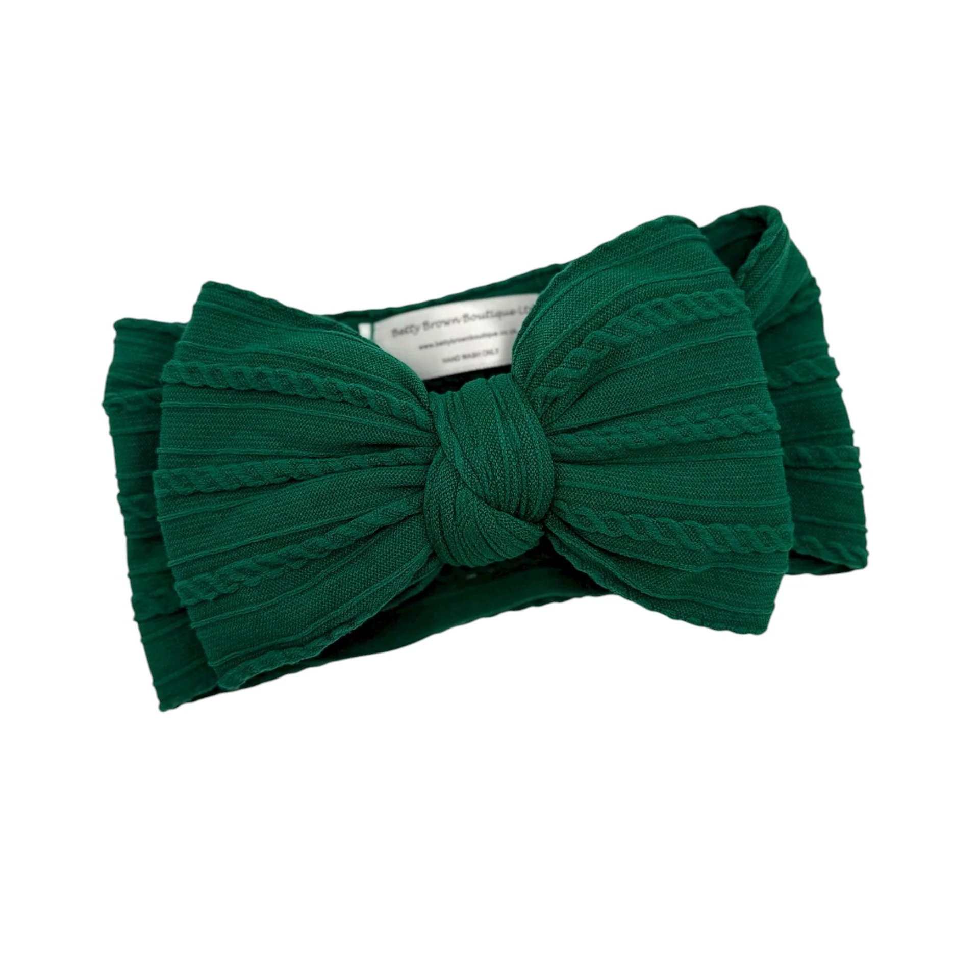 Bottle Green Larger Bow Cable Knit Headband