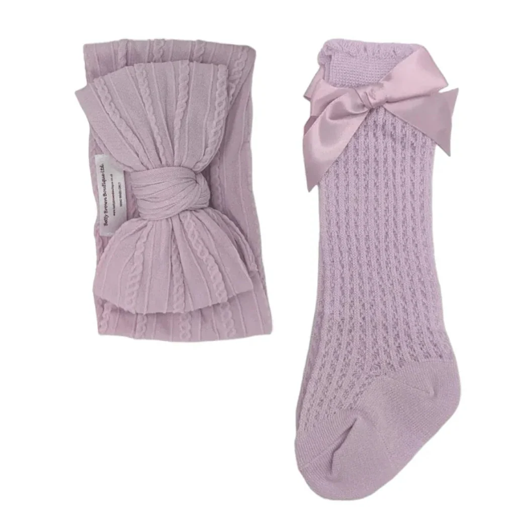 Our Bright Lilac Larger Headband & Knee High Socks Set