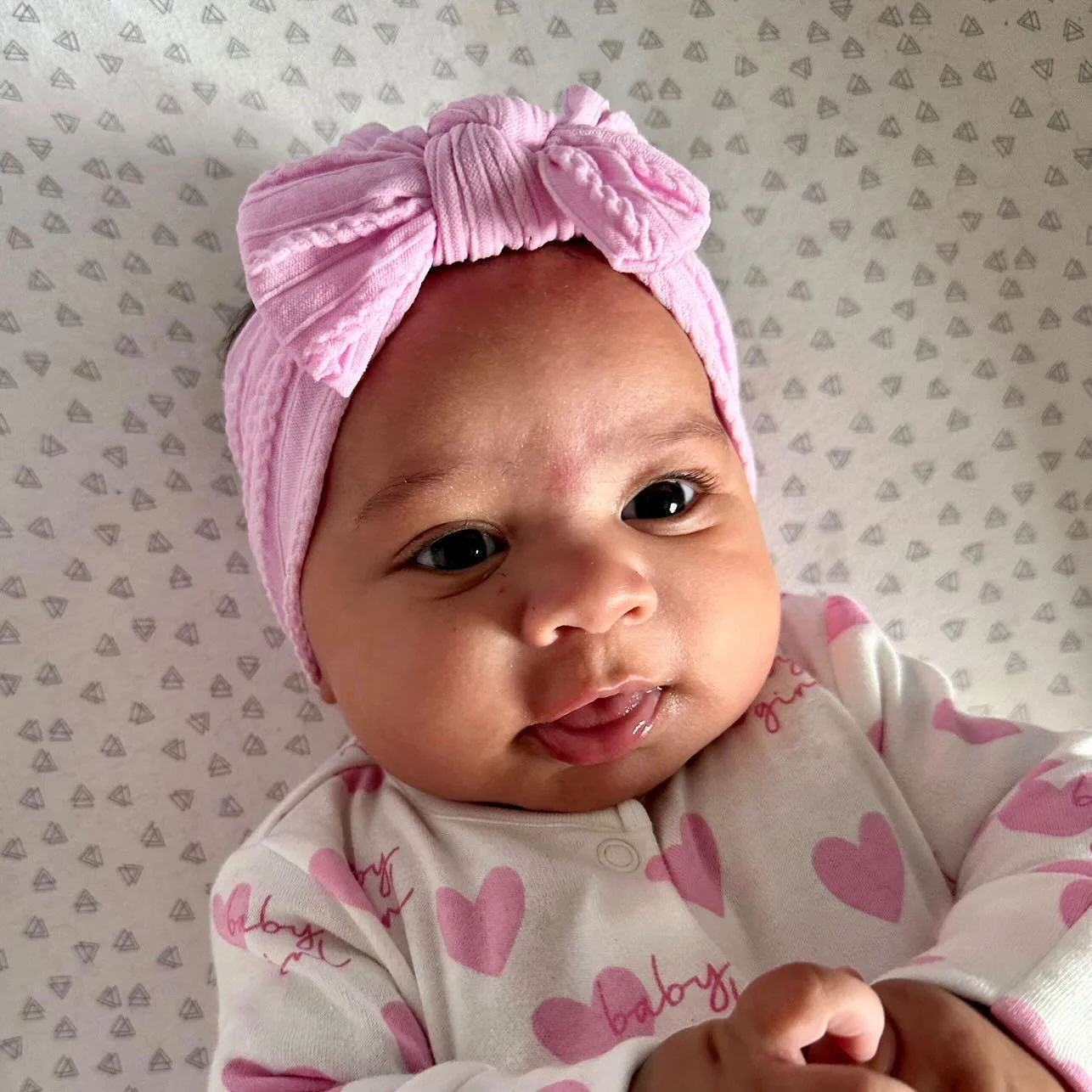 Carnation Pink Smaller Bow Cable Knit Headband - Image 5