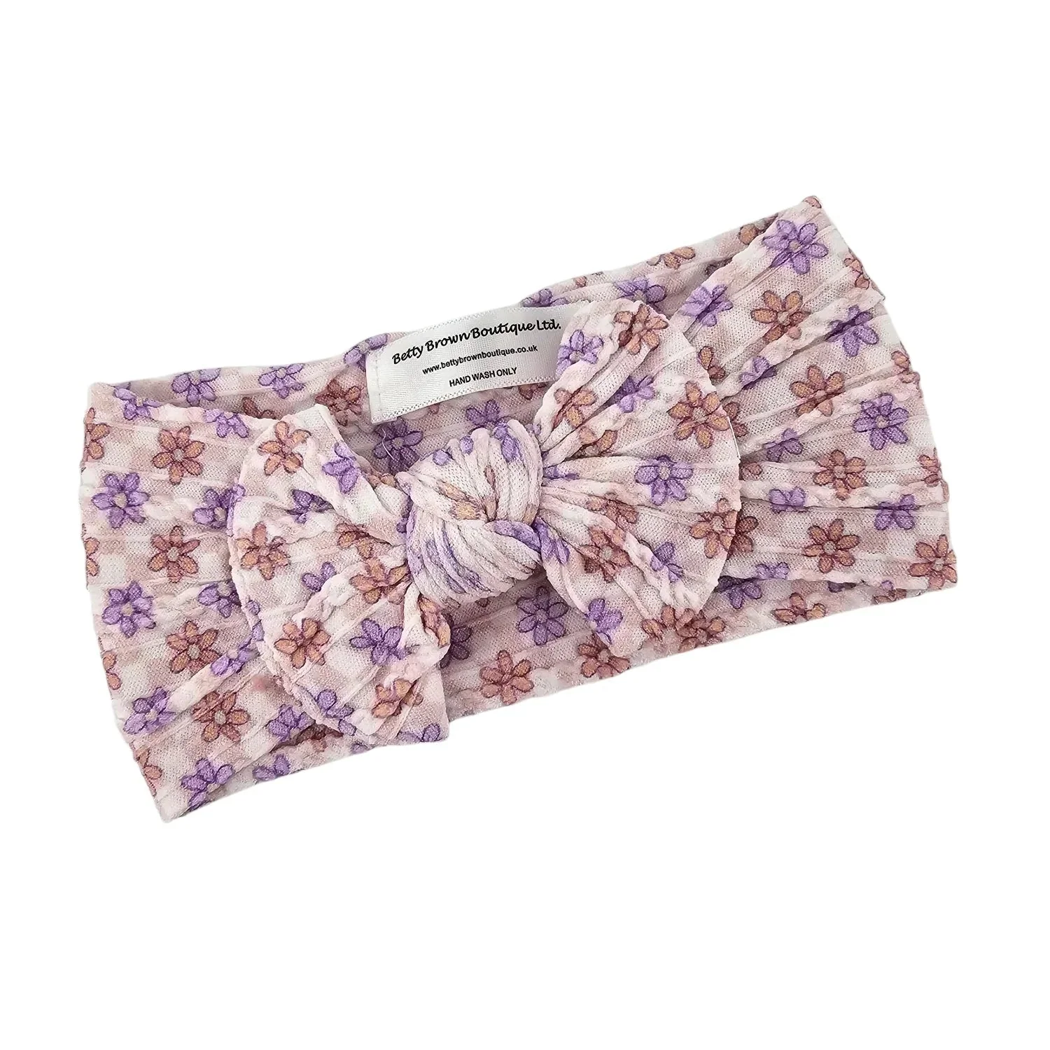 Retro Gingham Daisy Pattern Smaller Bow Cable Knit Headband - Image 2
