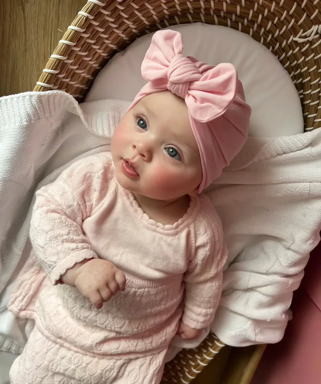 Light Pink Turban Hat With Bow - Image 3