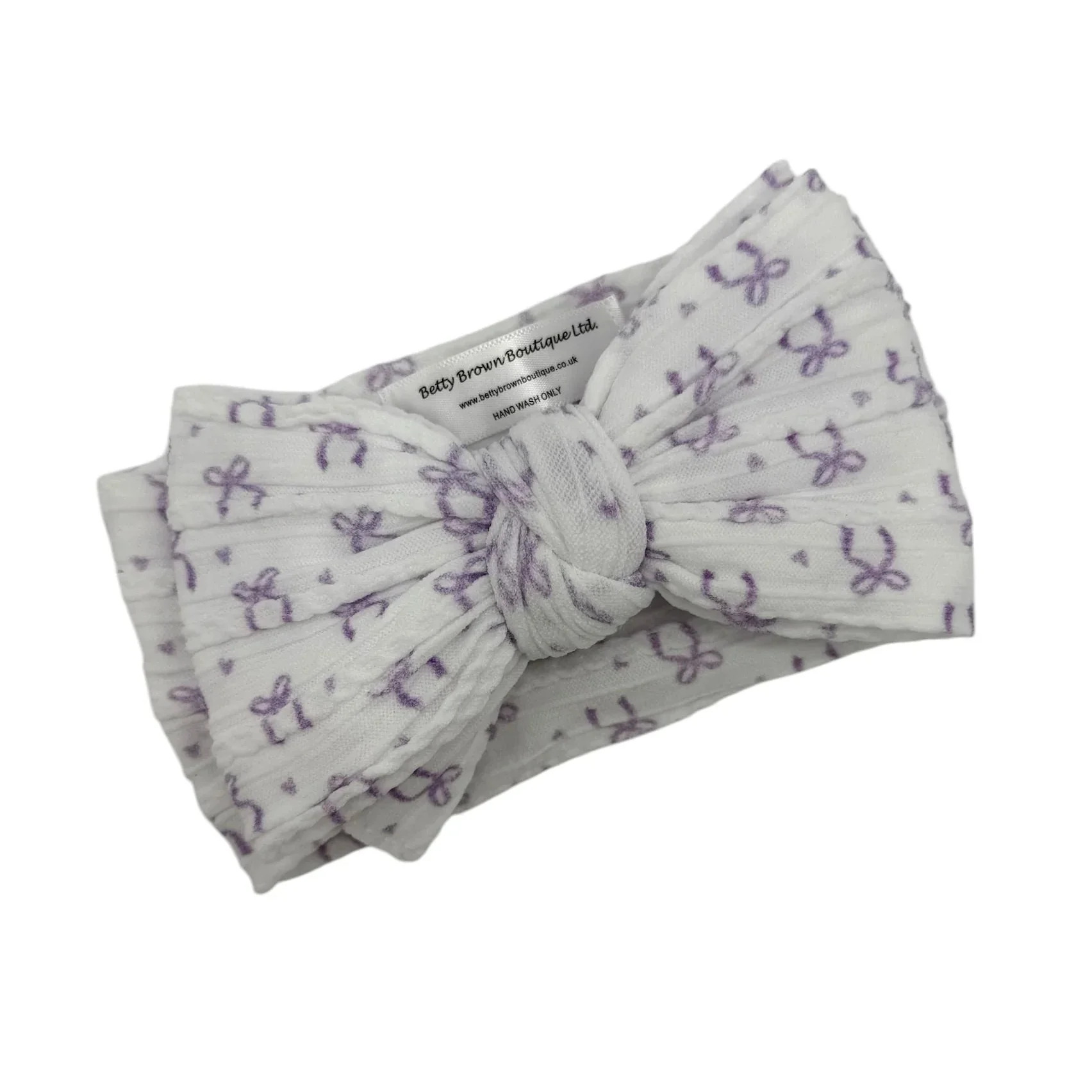 Lilac Bow Pattern Larger Bow Cable Knit Headband - Image 2