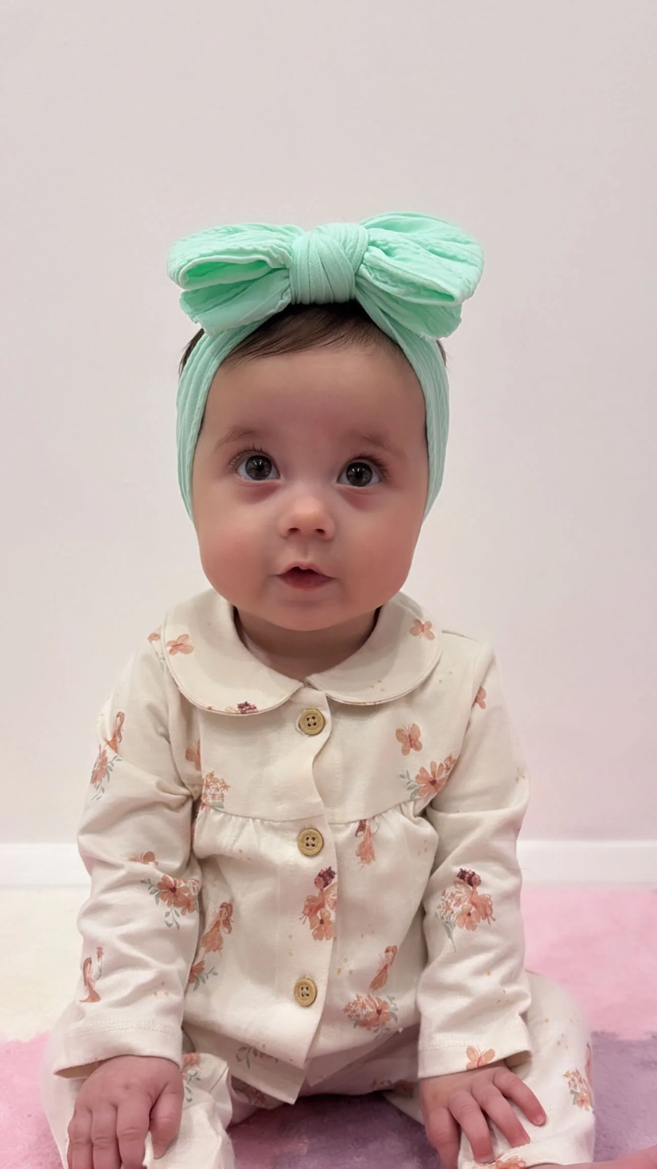 Mint Green Larger Bow Cable Knit Headband - Image 4