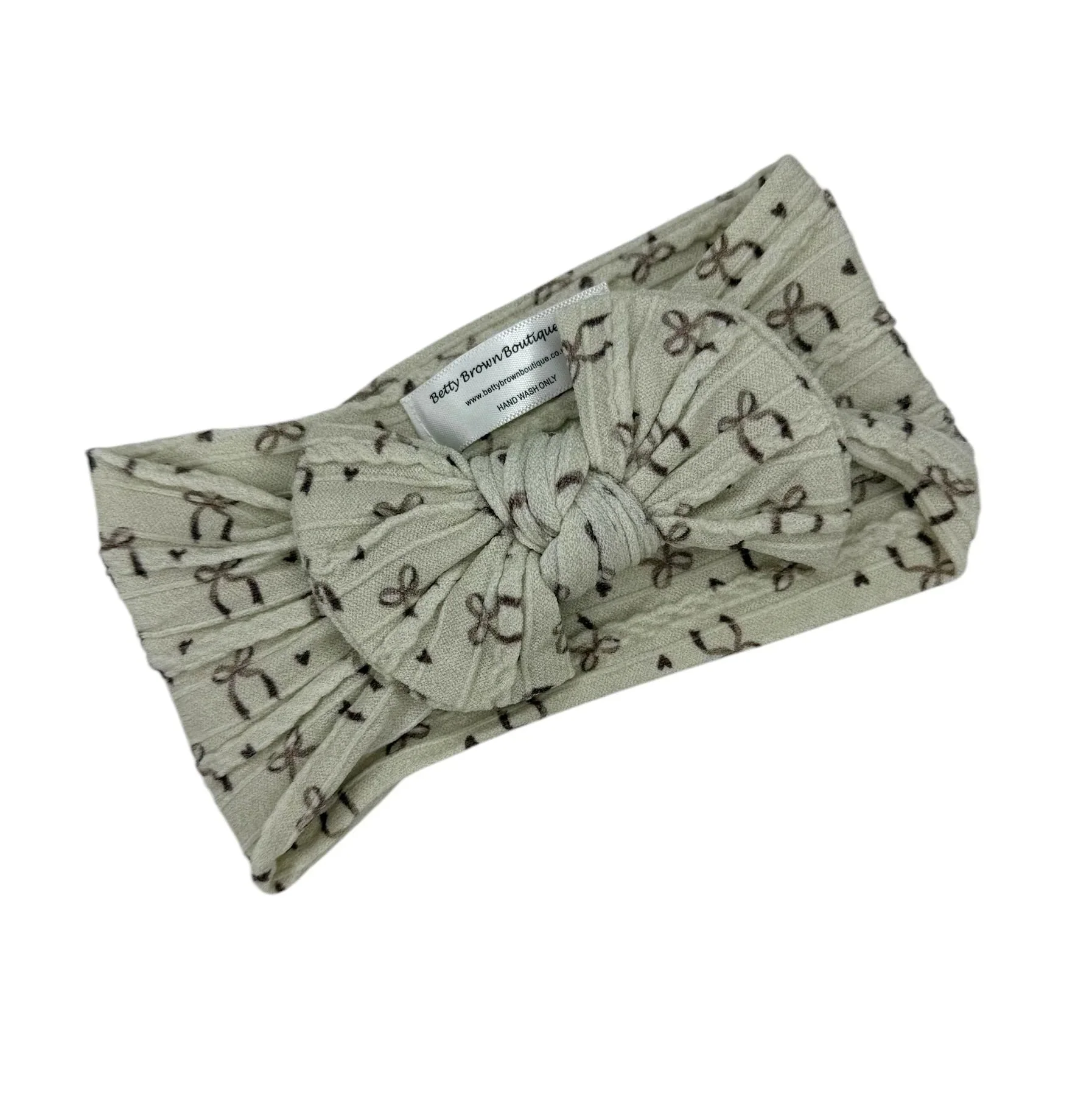 Neutral Bow Pattern Smaller Bow Cable Knit Headband - Image 2