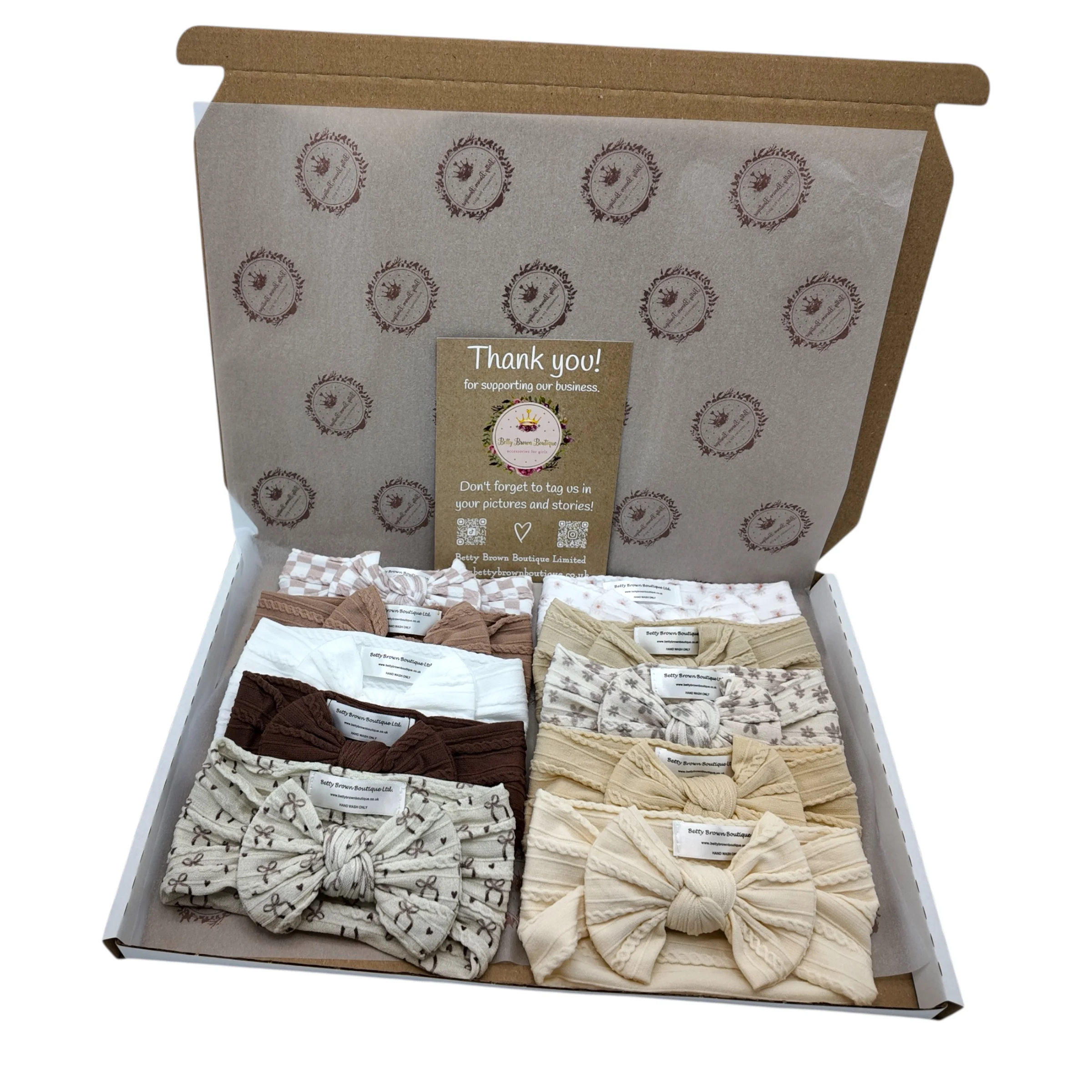 Neutral Lovers Bundle Of 10 Smaller Bow Cable Knit Headbands - Suitable From Newborn - Image 2