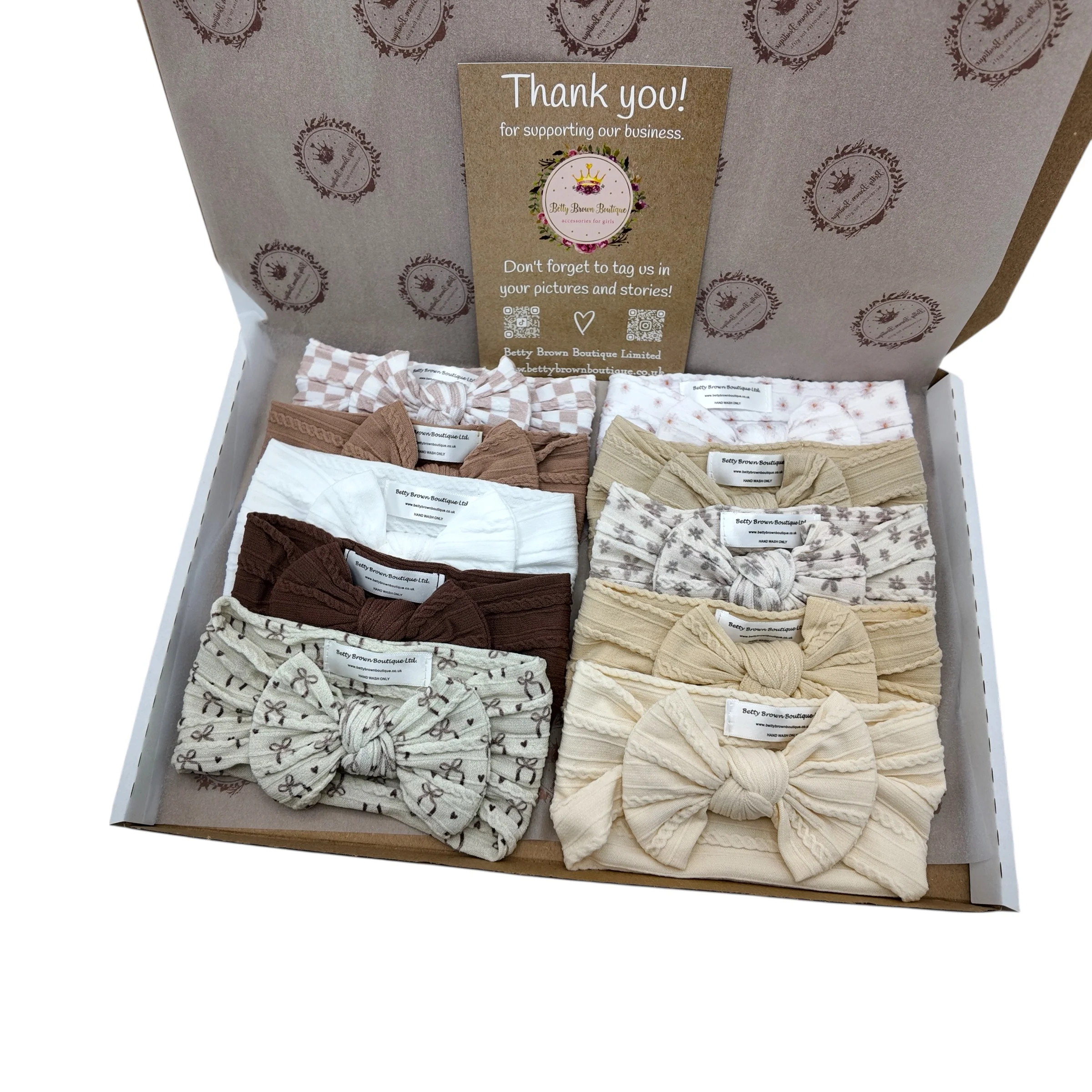 Neutral Lovers Bundle Of 10 Smaller Bow Cable Knit Headbands - Suitable From Newborn - Image 3