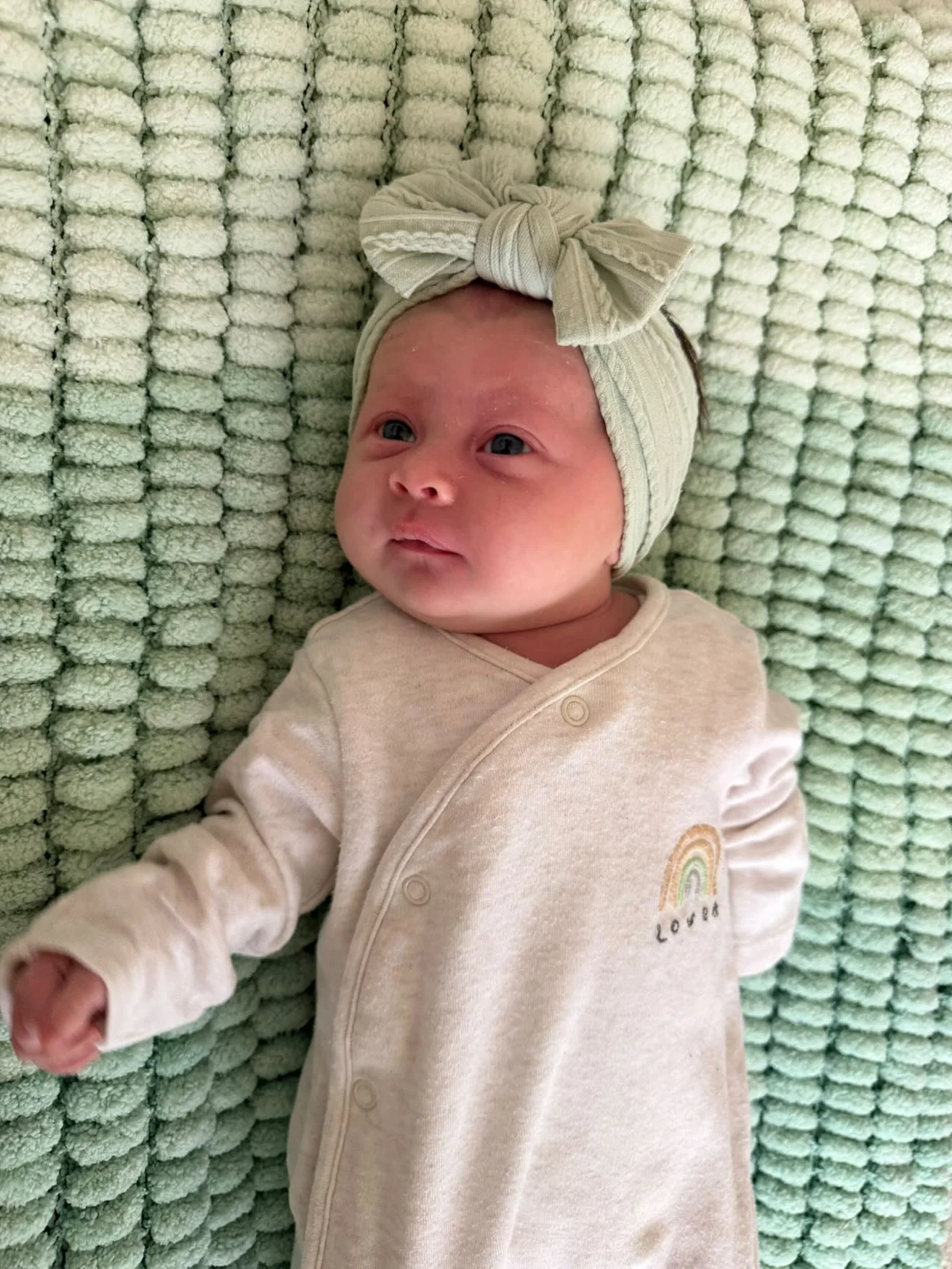 Olive Green Smaller Bow Cable Knit Headband - Image 4