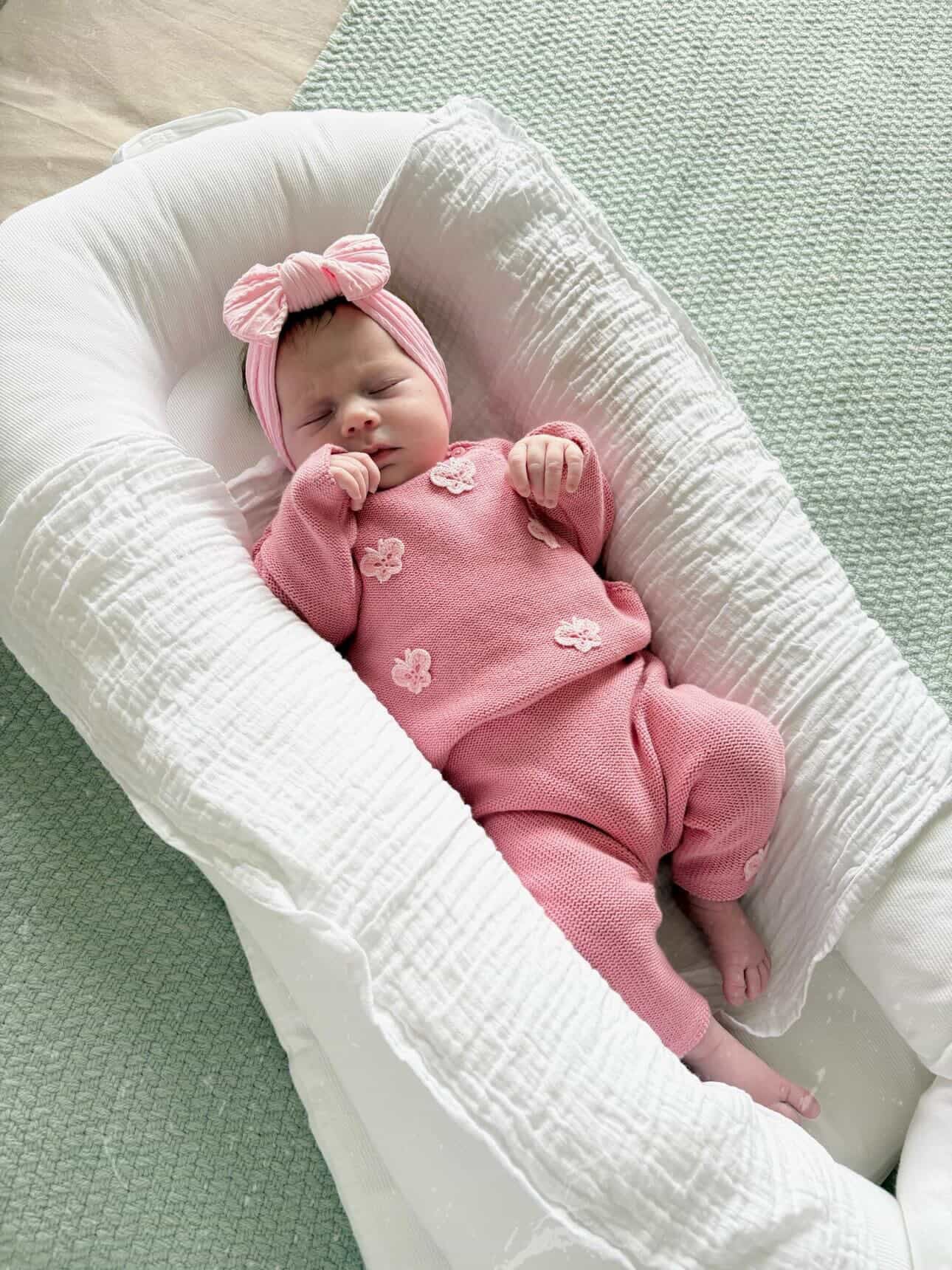 Pink Blossom Smaller Bow Cable Knit Headband - Image 8