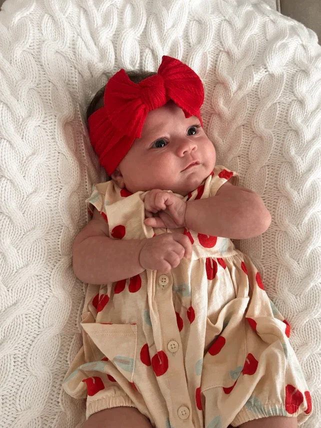 Red Cable Knit Smaller Bow Headband - Image 3
