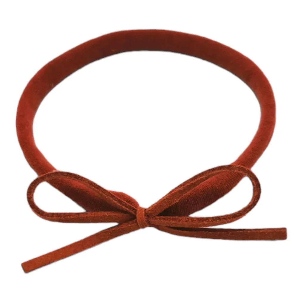 Rust Orange Mini Cord Dainty Bow On Headband