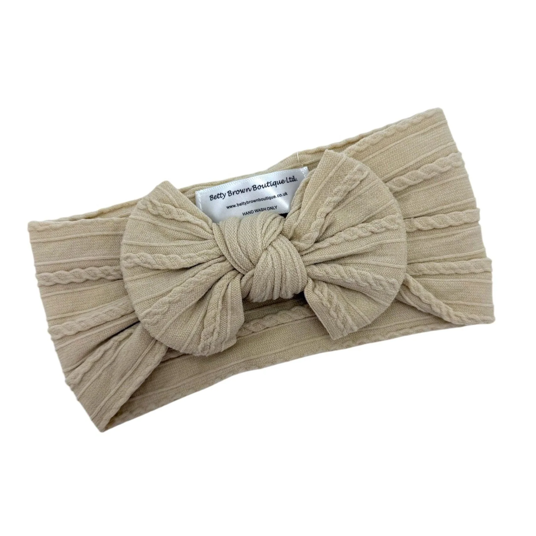 Sand Smaller Bow Cable Knit Headband - Image 2