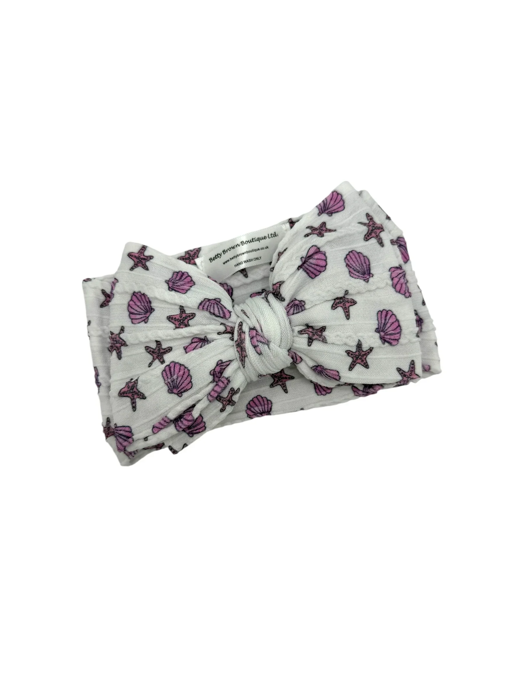 Sea Shells Larger Bow Cable Knit Headband - Image 2