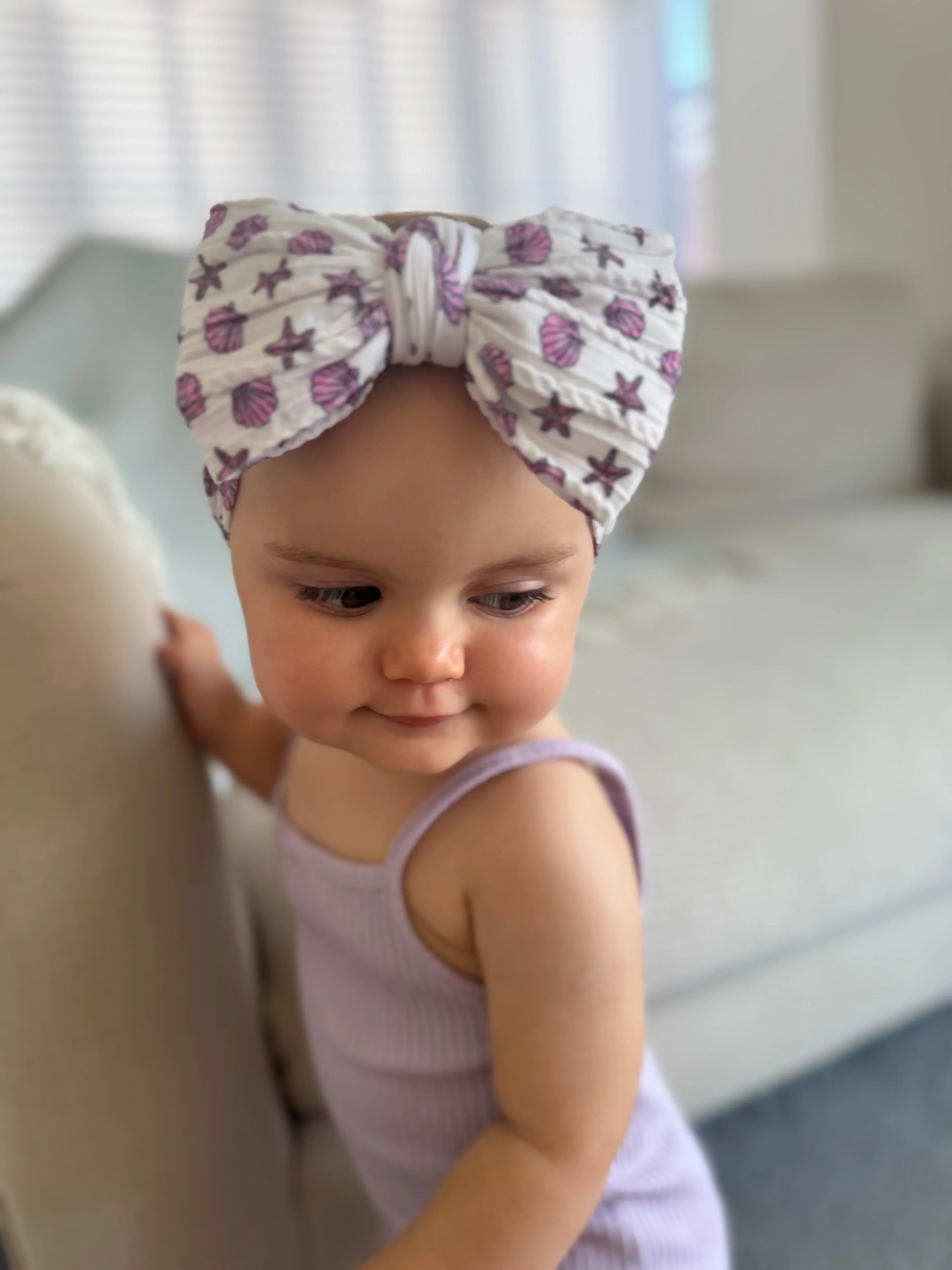Sea Shells Larger Bow Cable Knit Headband - Image 3