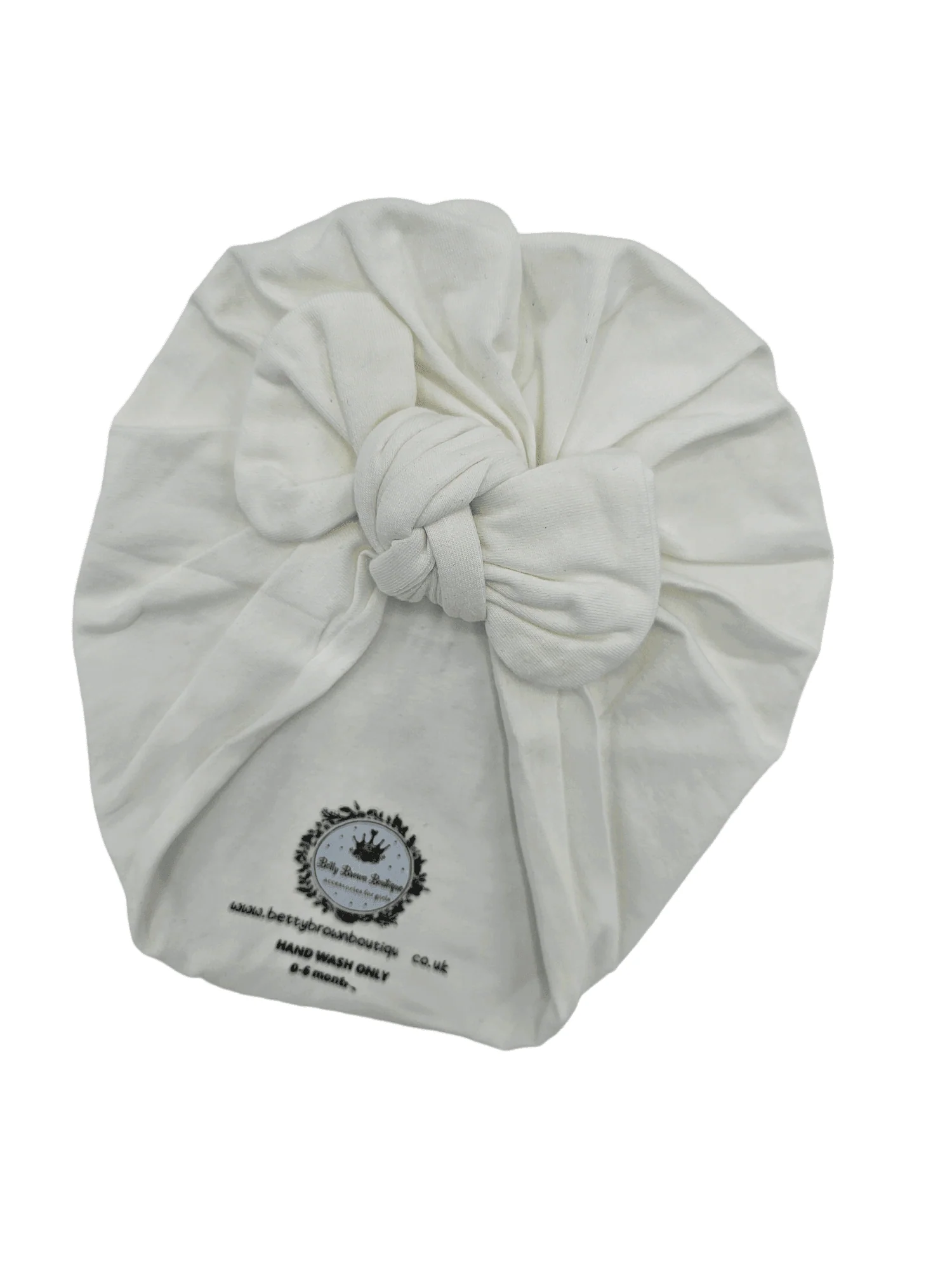 White Turban Hat With Bow - Image 3